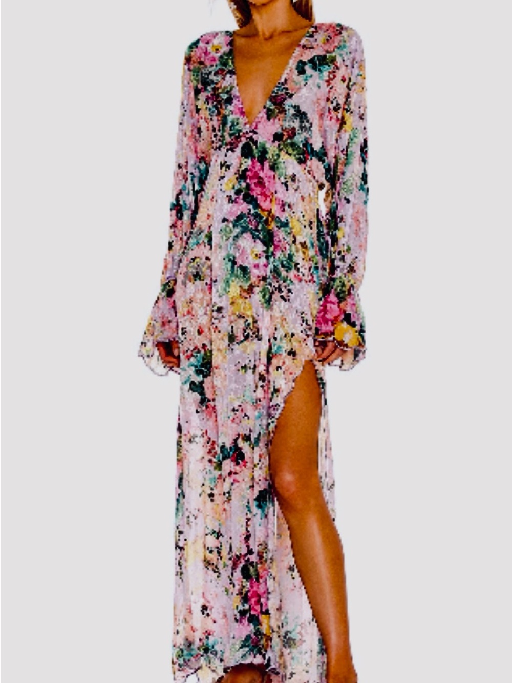 Teien Floral  Purple High-Slit Maxi Dress - Picture 2 of 10